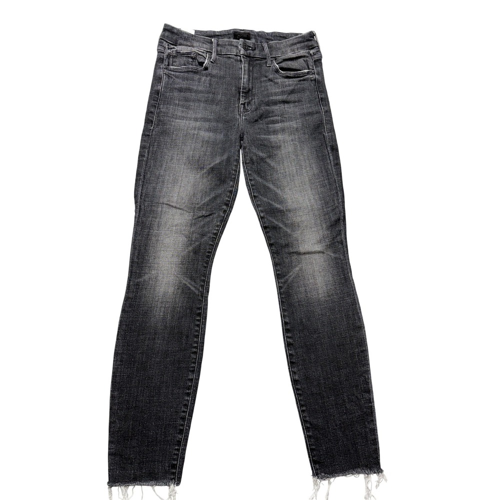 Mother Looker Ankle Fray Jeans Womens 26x24.5 Mid Rise Gray Stargazing Stretch